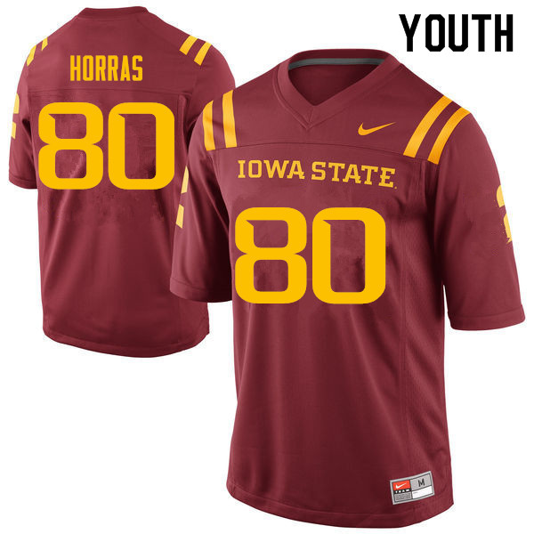 Youth #80 Vince Horras Iowa State Cyclones College Football Jerseys Sale-Cardinal
